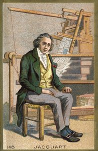 Portræt af Joseph Marie Jacquard (1752-1834), fransk mekaniker foran sin automatiske væv. af Unknown artist