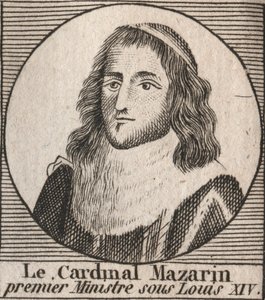 Portræt af Jules Mazarin (1602-1661), kendt som kardinal Mazarin, premierminister under Ludvig XIV - Kardinal Mazarin fungerede som chefminister for Ludvig XIV - gravering fra "Instruction sur l