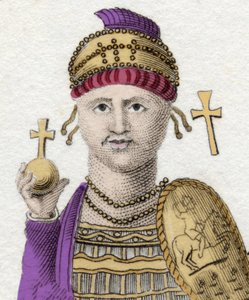 Portræt af Justinian I (Den Store) (Flavius Petrus Sabbatius Justinianus).482 - 565. Romersk kejser af Orienten. af Unknown artist
