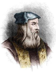 Portræt af Leonard de Vinci (Leonardo da Vinci) (1452-1519), italiensk maler. af Unknown artist