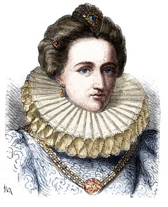 Portræt af Leonora Dori (eller Dosi) kaldet Galigai, marechale of Anchor (1568-1617). Hun bærer et jordbærkrave - i "" Histoire de France populaire"" af Henri Martin af Unknown artist