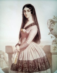 Portræt af Lola Montes ou Montez (eller Maria Dolores Gilbert) (1818-1861), favorit af Louis I af Bayern af Unknown artist