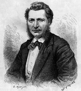 Portræt af Louis Riel (1844-1885), canadisk politiker og forsvarer af Metis-folket. Indgravering i "Le journal de la jeunesse"" af Unknown artist
