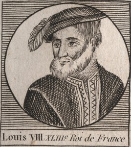 Portræt af Louis VIII (1187-1226) dit le Lion, roi de France - Louis VIII the Lion (1187-1226) Konge af Frankrig fra 1223 til 1226 - gravering fra "Instruction sur l