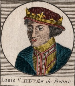 Portræt af Louis V le Faineant (967-987), konge af Frankrig - Ludvig V den Indolente (967-987) - gravering fra "" Instruction sur l