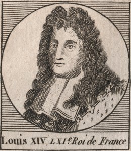 Portræt af Ludvig XIV (1638-1715), dit Ludvig den Store eller Kong Solei, konge af Frankrig - Ludvig XIV, kendt som Ludvig den Store eller Solkongen - gravering fra "Instruction sur l