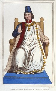 Portræt af Ludvig XI i dragt af Sankt Michels orden (1423 - 1483). stik fra 1830 af Unknown artist