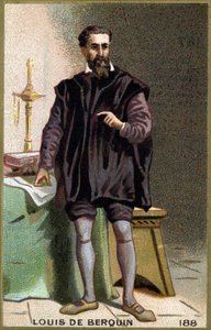 Portræt af Louis de Berquin (1485 - 1529), ridder og humanist. Kromolitografi af det 19. århundrede. af Unknown artist