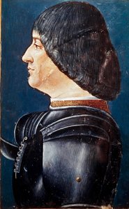 Portræt af Ludovic Marie Sforza dit le More (Ludovico Maria Sforza kendt som il Moro) (1452-1508) Miniaturer i "" Grammatica "" af Aelius Donatus (Donato), slutningen af ​​det 15. århundrede. Trivulziana bibliotek, Milano. Frk. 2167. af Unknown artist