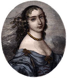 Portræt af Marguerite Hessein, Madame de la Sabliere (1636-1693) Fransk Salonniere. Indgravering af det 19. århundrede. af Unknown artist