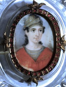 Portræt af Maria Garcia kaldet Malibran (1808-1836) sangerinde. Anonym miniature fra det 19. århundrede. af Unknown artist