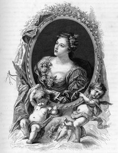 Portræt af Marie-Madeleine (Marie Madeleine) de La Vieuville, comtesse de Parabere (1693-1750) - Indgravering af 1862 i "" The Queens of the World"" af vores første forfattere - Udgivet under ledelse af JGD Armandaud af Unknown artist