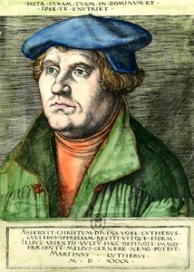 Portræt af Martin Luther (1483-1546) tysk religiøs reformator Gravering af det 16. århundrede Privat samling af Unknown artist