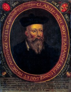 Portræt af Nostradamus, Michel de Notre Dame (1503 - 1566) fransk astrolog og læge. Kobberstik af Unknown artist