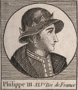 Portræt af Philip III af Frankrig, dit Philippe le Hardi (1245-1285) (capetianernes dynasti) - Philip III kaldet den dristige konge af Frankrig - gravering fra "Instruction sur l