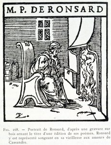 Portræt af Pierre de Ronsard gammel tænkning af Cassandres amours - trægravering af Unknown artist