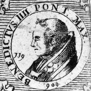 Portræt af pave Benedikt IV. Indgravering af det 19. århundrede. af Unknown artist