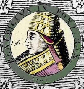 Portræt af pave Benedikt IX. Indgravering af det 19. århundrede. af Unknown artist