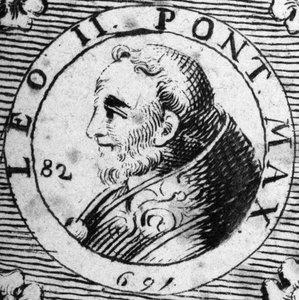 Portræt af pave Leon II (682-683). af Unknown artist