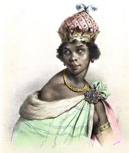 Portræt af dronning Anna Nzinga eller Ana af Sousa Nzinga Mbande - "" Ginga, dronning Quilombola af Matamba i Angola"" af Unknown artist