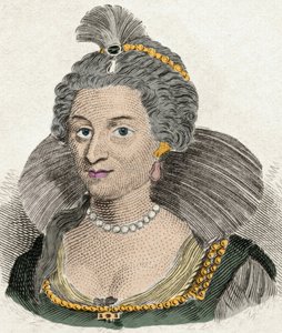 Portræt af Dronning Anne af Danmark Dronning af England (1574-1619), kone til kong James I af England (1566-1625). Indgravering af det 19. århundrede af Unknown artist