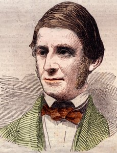 Portræt af Ralph Waldo Emerson (1803-1882), essayist, filosof, amerikansk digter. Indgravering i "" The illustrated London News "" af 20. marts 1858. af Unknown artist