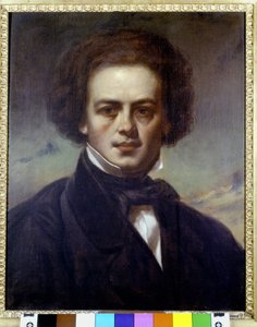 Portræt af Robert Schumann (1810-1856), tysk komponist. Anonymt maleri omkring 1840. Museo Teatrale alla Scala. af Unknown artist