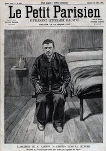 Portræt af Sante Caserio (1873-1894) italiensk anarkist, snigmorder på Sadi Carnot, i fængsel. Gravering i "" Le Parisien"" af Unknown artist