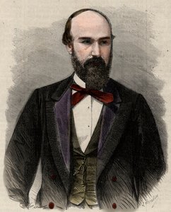 Portræt af Santos Gutierrez (1820-1872) politiker og tidligere præsident for Colombias Forenede Stater. Gravering i "" L