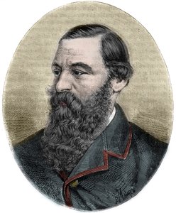 Portræt af Sir Samuel Baker (1821-1893) gravering fra ""Picturesque Histoire des grands voyages au nineteenth century""". 1877 af Unknown artist