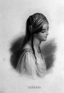 Portræt af Teresa Gamba i Guiccioli (1800-tallet) forelsket i digteren George Gordon Byron. Indgravering af det 19. århundrede af Unknown artist