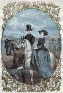 Portræt af Deres Kongelige Højheder Prinsesse Victoria (1840-1901) (datter af Dronning Victoria) og Kronprins Frederik Vilhelm af Preussen (1831-1888). Stik fra 1858. af Unknown artist