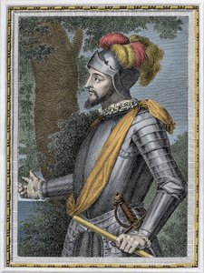 Portræt af Vasco Nunez de Balboa, spansk erobrer (1475-1517) - Gravering 1800-tallet af Unknown artist