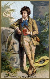 Portræt af Victor Jacquemont (1801 - 1832), fransk botaniker og rejsende. Kromolitografi af det 19. århundrede. af Unknown artist
