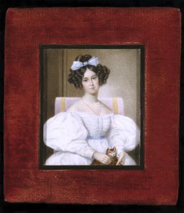 Portrait of a Woman, ca. 1830 (akvarel på elfenben, fløjl og glas) af Unknown artist