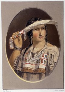 Portræt af en blandet indianer - i "" Vandring af en kunstner blandt indianerne i nordamerika"" af Paul Kane, Longmans & Roberts, London af Unknown artist