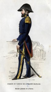 Portræt af et skibstegn fra den franske flåde. i "Histoire générale de la marine" af Van Tenac af Unknown artist