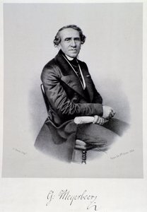 Portræt af den tyske operakomponist Giacomo Meyerbeer (1791-1864) Gravering. 19. århundrede. Bologna, borgermusikmuseum af Unknown artist