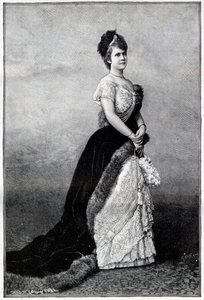 Portræt af dronningen af Rumænien Elisabeth Pauline Ottilie Louise de Wied, kendt som Carmen Sylva (1843-1916), kone til kong Charles I - Indgravering af 1893 - Elizabeth af Wied af Rumænien, slutningen af det 19.-begyndelsen af det 20. århundrede - Portræ af Unknown artist