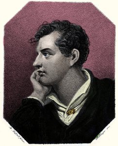 Portræt af digteren George Gordon Byron (1788-1824). af Unknown artist