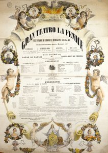 Plakat for opførelsen af operaen "" Aida" af den italienske komponist Giuseppe Verdi (1813-1901) til opførelsen på teatret La Fenice i Venedig i 1843-1844. af Unknown artist