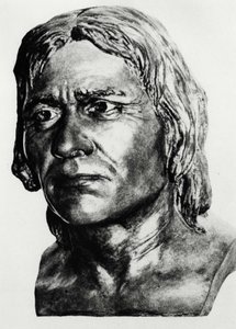 Forhistorie: rekonstruktion af Cro-Magnons mand (buste), efter Mac Grégor. af Unknown artist