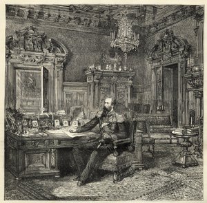 Prins Alexander af Bulgarien (1857-1893), i sit arbejdsværelse - Alexander af Battenberg - Portræt af Alexander I af Bulgarien eller Alexander af Battenberg (1857-1893) i sit arbejdsskab - 1886 - af Unknown artist
