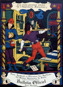 Trykning: forside til den officielle bulletin fra Union syndicale des maitres printers de France. 19. århundrede. Paris, B.N. af Unknown artist