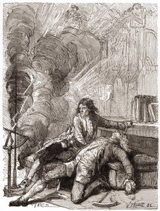 Professor Georges Guillaume Richmann (1711-1753) døde i sit værksted efter et eksperiment med et elektrometer af Unknown artist
