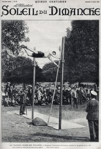 Frankrigs racerklub. Sheldon, mester i Frankrig, springer 2, 95 m for at springe a la Perche. Indgravering i "" Le sun-du-dimanche"", 2. juli af Unknown artist