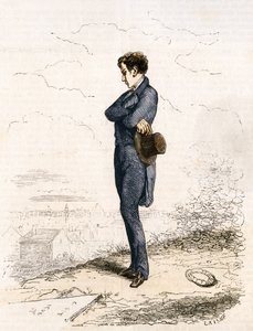 Rastignac forbliver alene, tog et par skridt op ad kirkegården... af Unknown artist