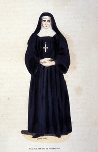 Religious of the Visitation, en orden grundlagt af Saint François de Sales og Saint Jeanne de Chantal i 1610. Indgravering af det 19. århundrede. af Unknown artist