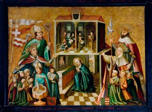 ""Repræsentation af kong Ladislas II Jagellon af Polen og dronning Hedwig I af Polen (eller Edvige d