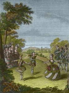 Repræsentation af balletten "Kærlighedens triumf" af Christoph Willibald Gluck på Schonbrunn, Wien 1865 (kobberstik) af Unknown Artist